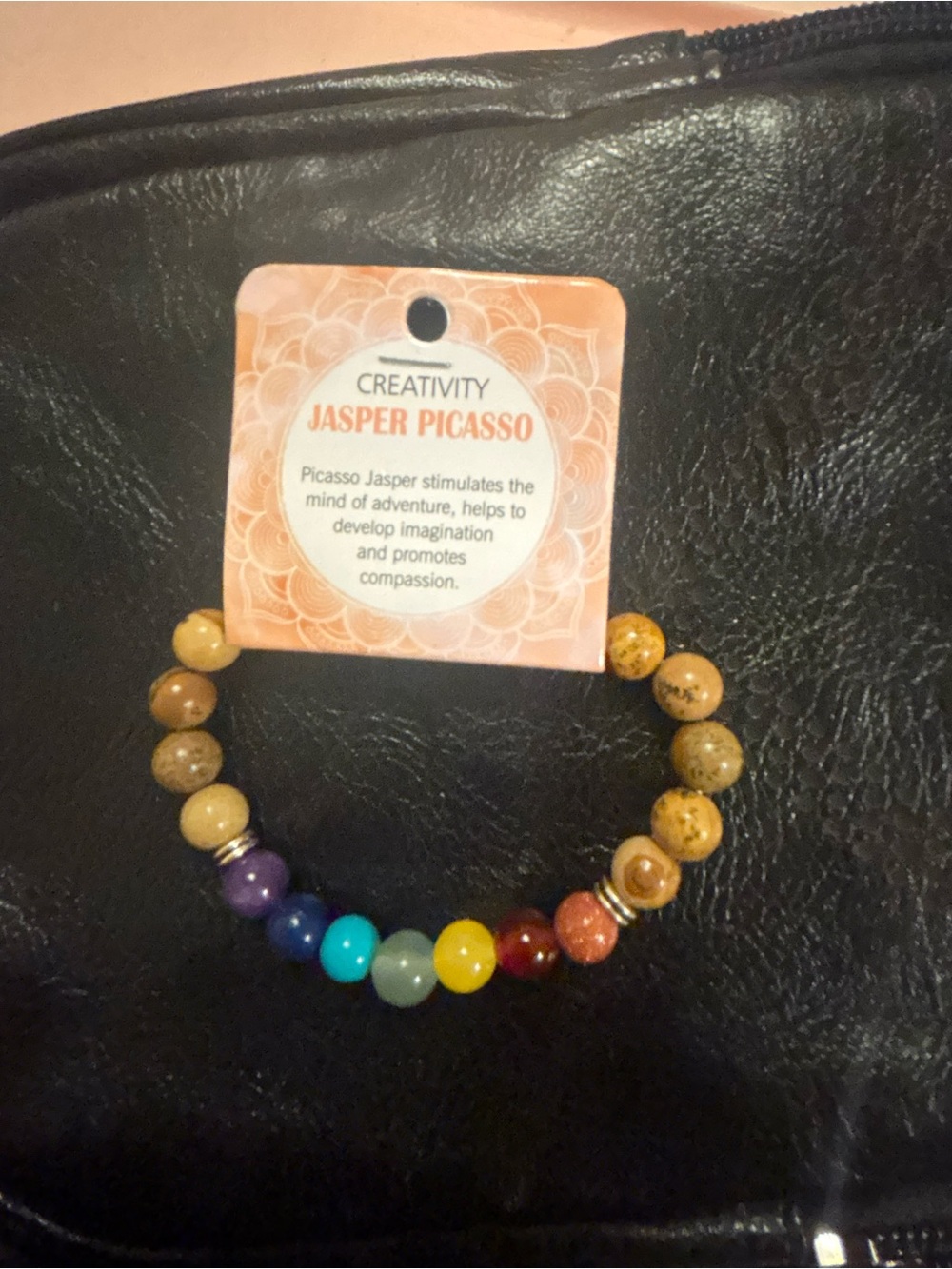 Jasper Picasso Beaded Chakra Stretch Bracelet - Multicolor
